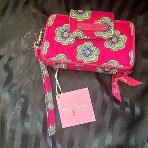 Vera Bradley Pink and Green Clutch Wristlet